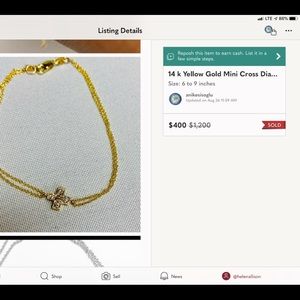 14k gold mini cross bracelet brand new